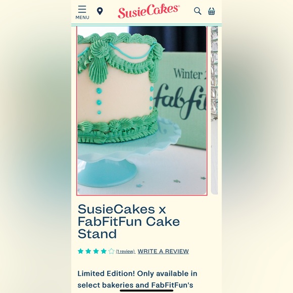 NWT 10” SusieCakes x FabFitFun Cake Stand - Picture 2 of 7